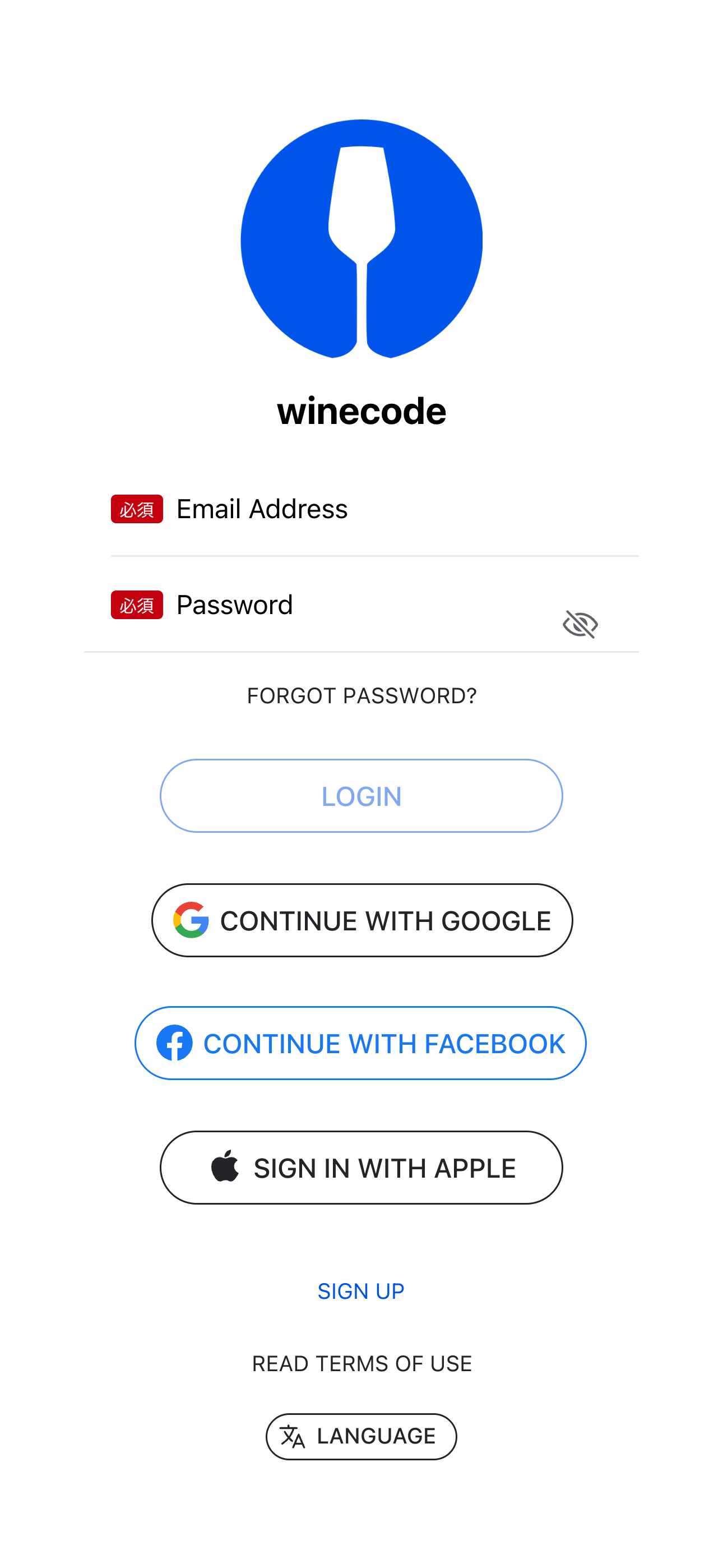 Sign-in screen (iOS)