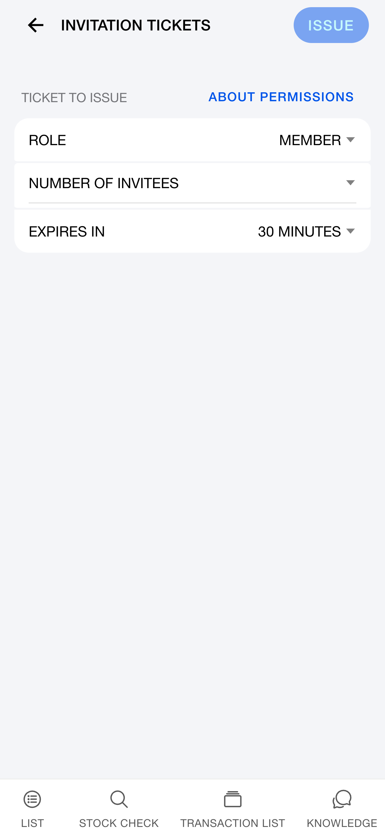 Invitation tickets (Android)
